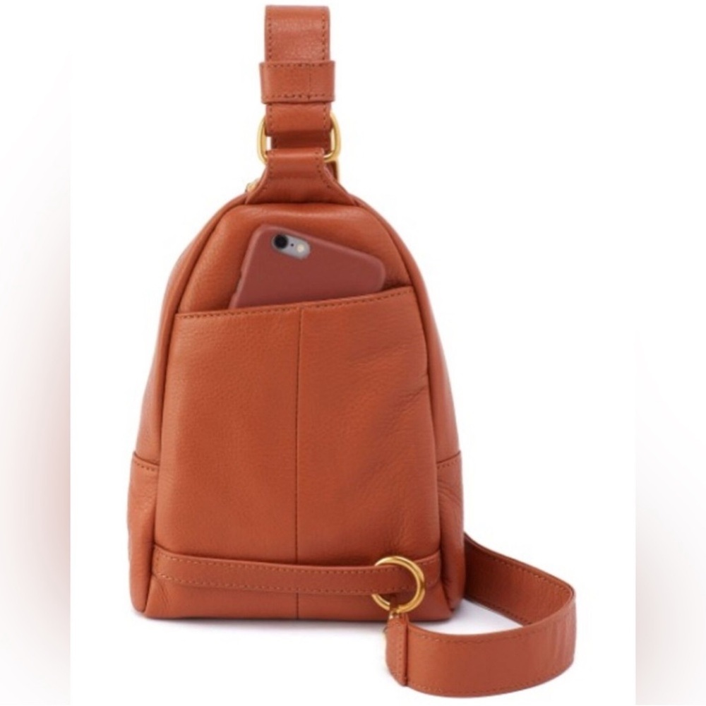 NWT Fern Hobo Sling Bag in Pebbled Leather Studded Warm Honey - Picture 5 of 12